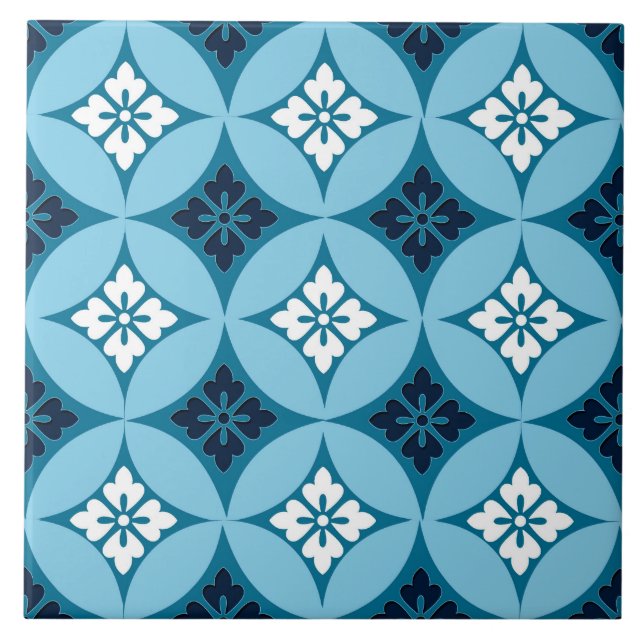 Shippo with Flower Motif, Blue and White Tile (Front)