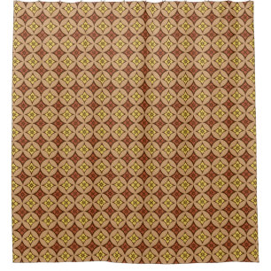 Shippo with Flower Motif, Brown and Golden Yellow Shower Curtain