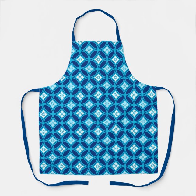 Shippo with Flower Motif, Deep Indigo Blue  Apron (Front)
