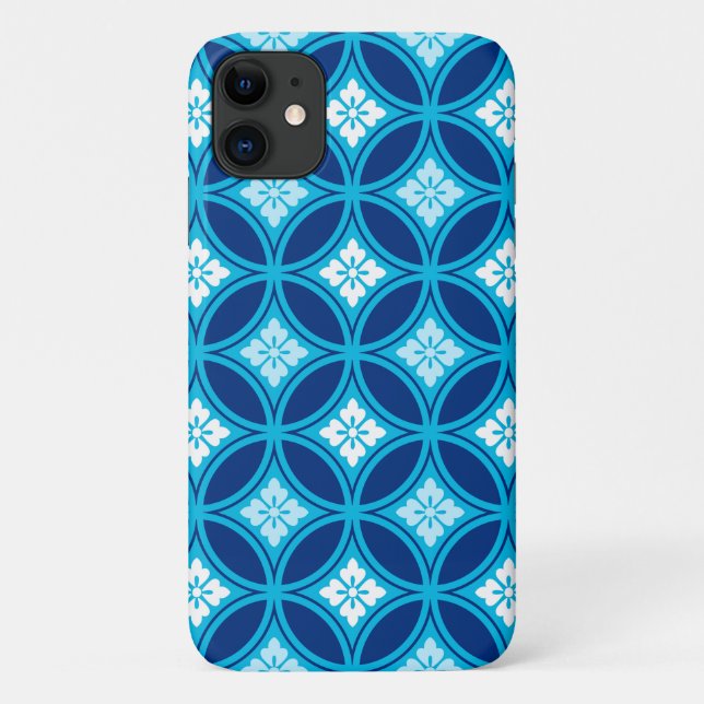 Shippo with Flower Motif, Deep Indigo Blue Case-Mate iPhone Case (Back)