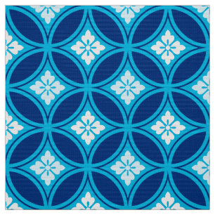 Shippo with Flower Motif, Deep Indigo Blue Fabric