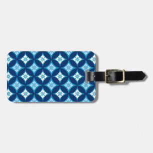 Shippo with Flower Motif, Indigo Blue and White    Luggage Tag