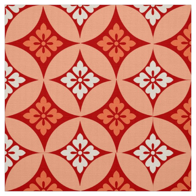 Shippo with Flower Motif, Mandarin Orange Fabric (Swatch)