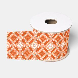 Shippo with Flower Motif, Mandarin Orange  Grosgrain Ribbon
