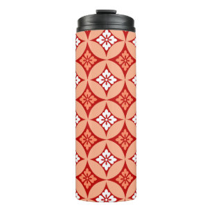 Shippo with Flower Motif, Mandarin Orange Thermal Tumbler