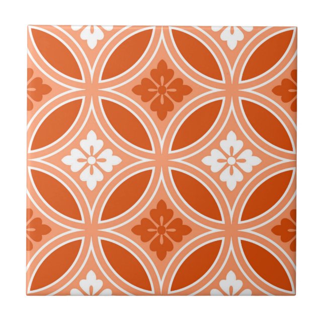 Shippo with Flower Motif, Mandarin Orange Tile (Front)