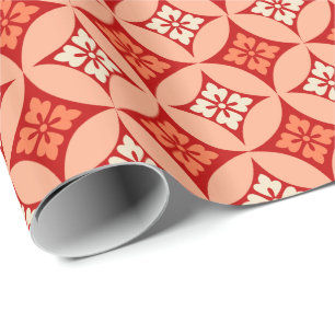Shippo with Flower Motif, Mandarin Orange Wrapping Paper