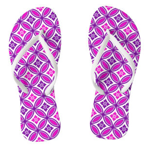 Shippo with Flower Motif, Orchid and Deep Purple Flip Flops