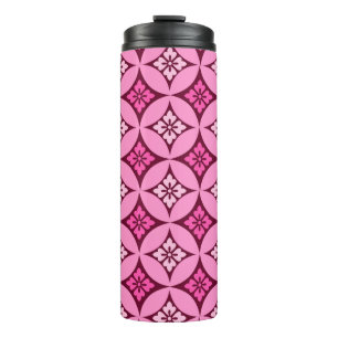 Shippo with Flower Motif, Pink and Burgundy Thermal Tumbler