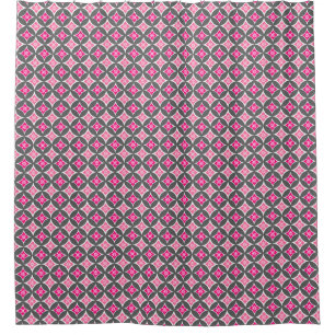 Shippo with Flower Motif, Pink and Silver Grey Shower Curtain