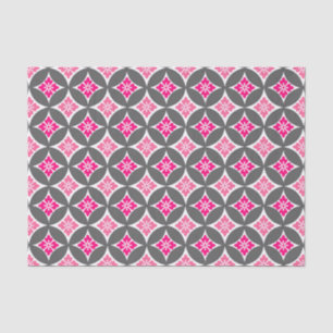 Shippo with Flower Motif, Pink and Silver Grey Tissue Paper