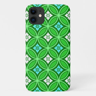 Shippo with Flower Motif, Shades of Jade Green iPhone 11 Case