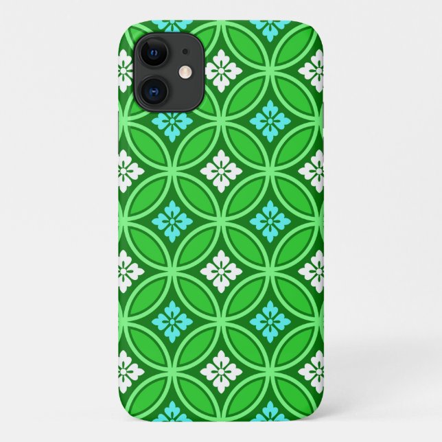 Shippo with Flower Motif, Shades of Jade Green Case-Mate iPhone Case (Back)