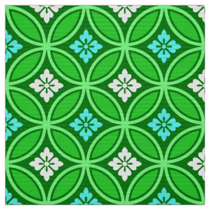 Shippo with Flower Motif, Shades of Jade Green Fabric