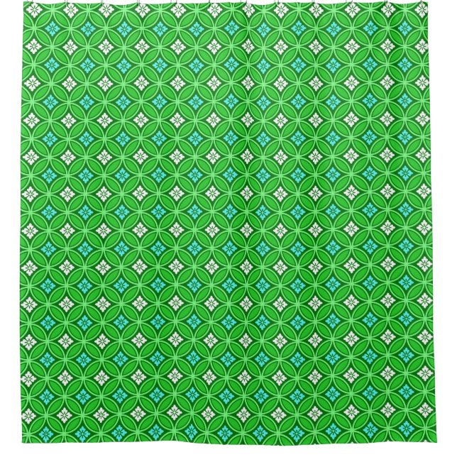 Shippo with Flower Motif, Shades of Jade Green Shower Curtain (Front)