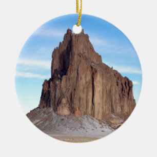 Shiprock Mountain, New Mexico Ceramic Tree Decoration