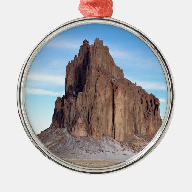 Shiprock Mountain, New Mexico Metal Tree Decoration (Front)