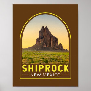 Shiprock New Mexico Retro Emblem Art Vintage Poster
