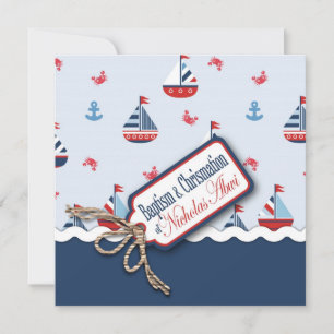 Ships Ahoy! Baptism Square C Invitation