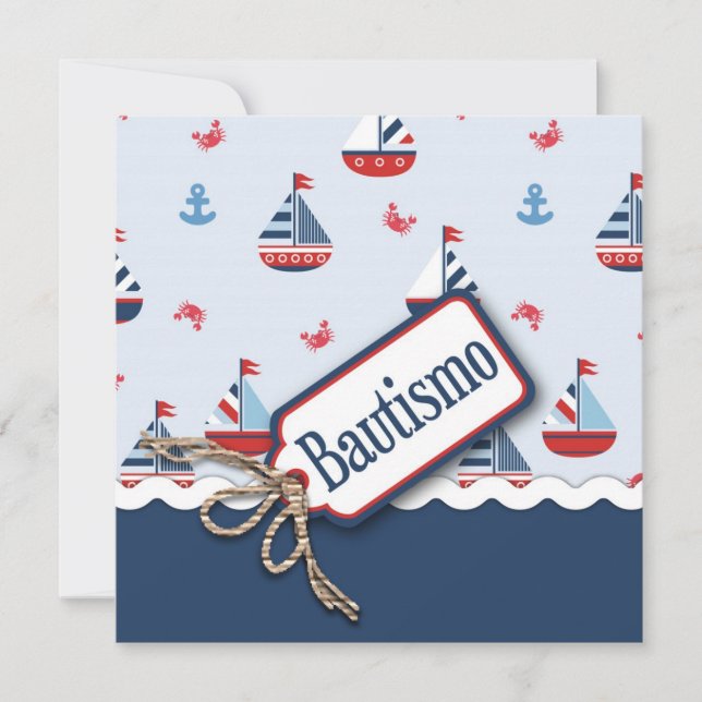 Ships Ahoy! Baptism Square_Spanish Invitation (Front)