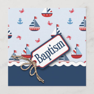 Ships Ahoy! Baptism Square_Zip Code2 Invitation