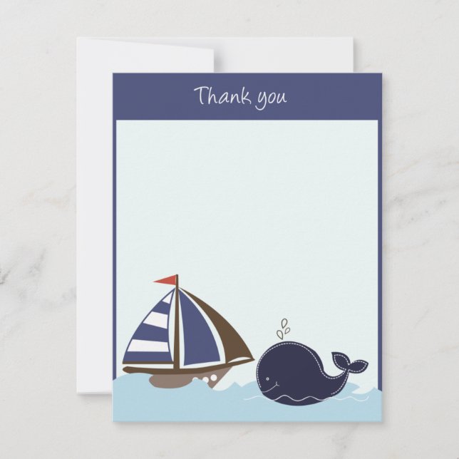 Ships Ahoy Mate Navy 4x5 Flat Thank you note Note Card (Front)