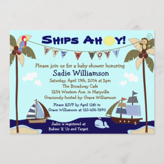 Ships Ahoy Nautical Baby Shower Invitation