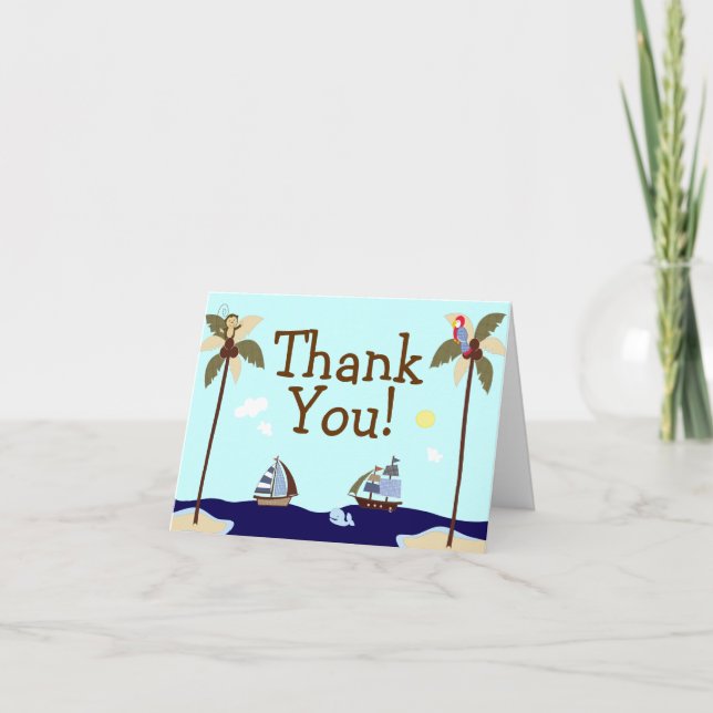 Ships Ahoy Nautical Baby Shower Thank You Notecard (Front)