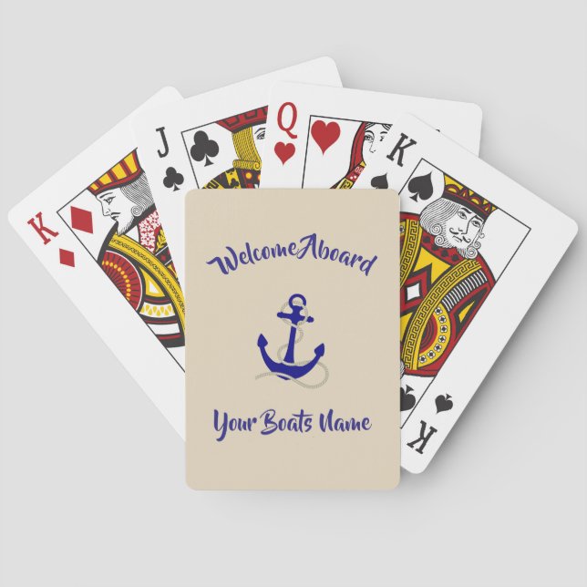 Ships anchor and boat name playing cards (Back)