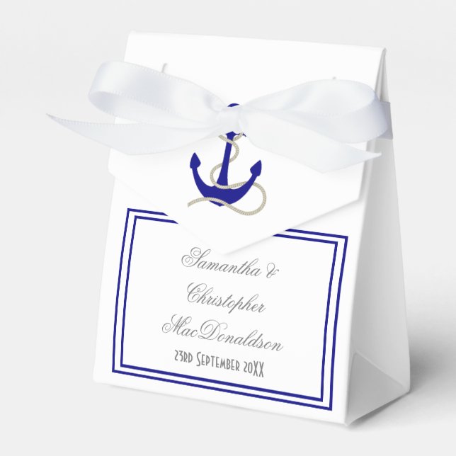 Ships anchor nautical wedding favour box (Front Side)
