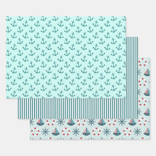 Ships and Anchors Wrapping Paper Sheet