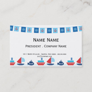 Ships and Pennants in Red and Blue Business Card
