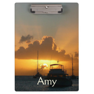 Ships and Sunset Tropical Seascape Clipboard
