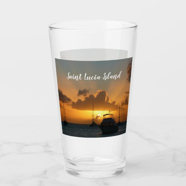 Ships and Sunset Tropical Seascape Glass (Front)