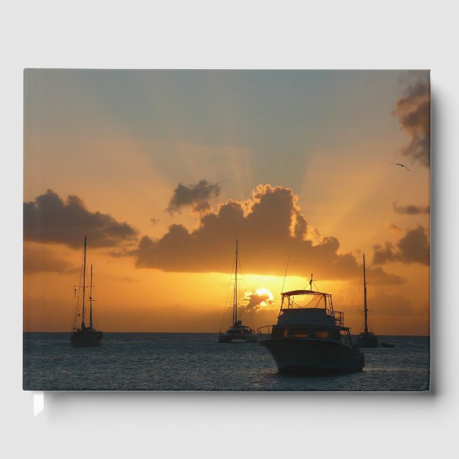 Ships and Sunset Tropical Seascape Guest Book (Front)