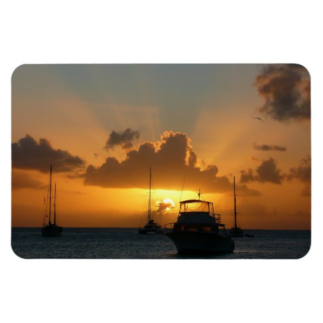 Ships and Sunset Tropical Seascape Magnet (Horizontal)