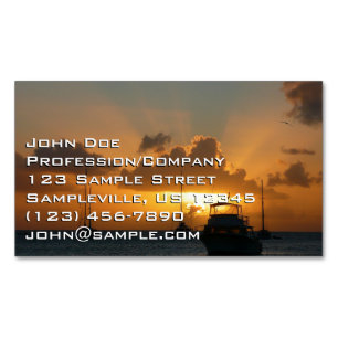 Ships and Sunset Tropical Seascape Magnetic Business Card