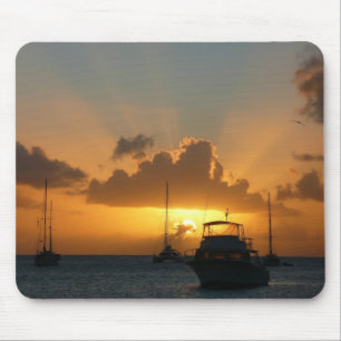 Ships and Sunset Tropical Seascape Mouse Mat