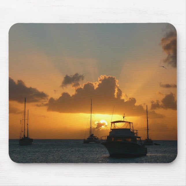 Ships and Sunset Tropical Seascape Mouse Mat (Front)
