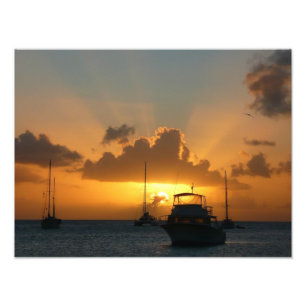 Ships and Sunset Tropical Seascape Photo Print