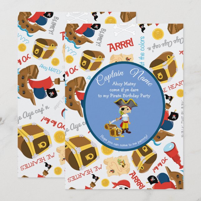 Ships and Treasure  Party Pirate Invitation (Front/Back)