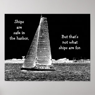 Ships are safe in harbour - nautical art print