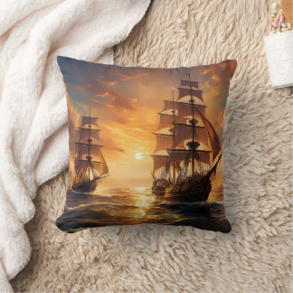 Ships at Sunset Cushion