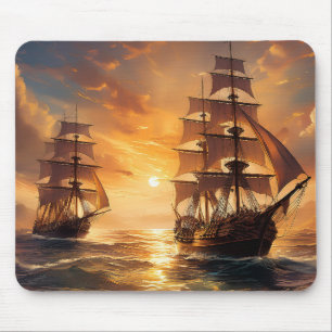 Ships at Sunset Mouse Mat