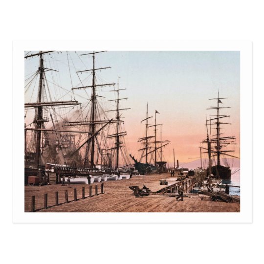 Ships at the Wharves at San Francisco circa 1900 Postcard