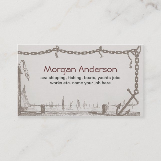 ships boats fishing sea ocean business card (Front)