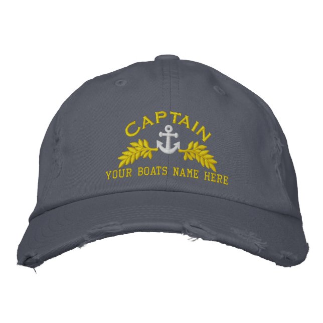 Ships Captain and boat anchor Embroidered Hat (Front)