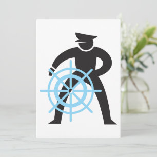 Ships Captain At The Helm Invitation
