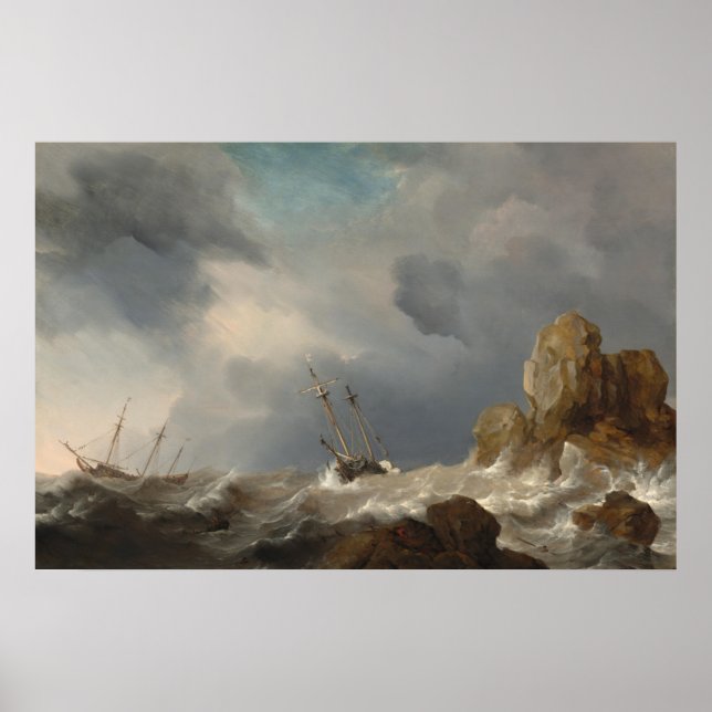 Ships, Gale - Willem van de Velde Fine Art Poster (Front)