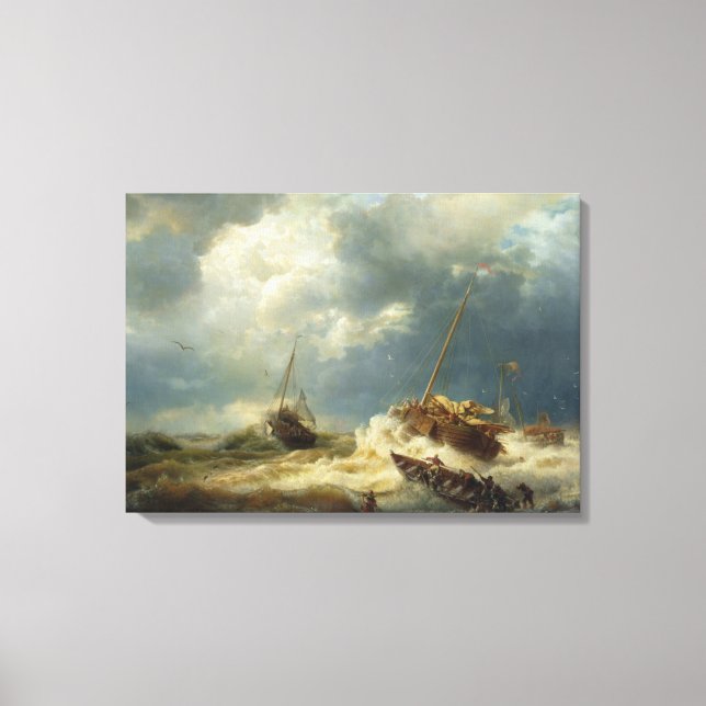 Ships in a Storm on the Dutch Coast Canvas Print (Front)